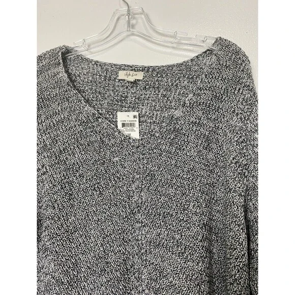 Style & Co. Sweater Top Women Gray Long Sleeve V Neck Plus Size 3X Chunky Knit - Picture 8 of 13